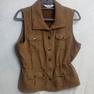Lauren Ralph Lauren Brown Utility Drawstring Vest